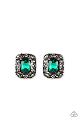 paparazzi-accessories-young-money-green-post earrings
