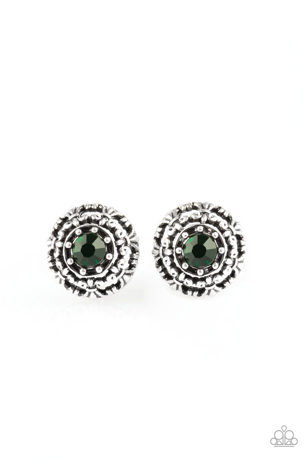 paparazzi-accessories-courtly-courtliness-green-post earrings
