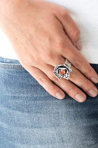 Glowing Gardens - Orange Ring - Paparazzi Jewelry