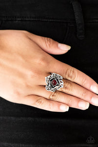 Glowing Gardens - Red Ring - Paparazzi Jewelry