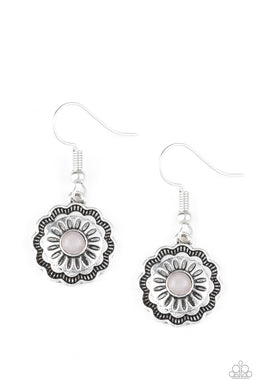 paparazzi-accessories-badlands-buttercup-silver-earrings