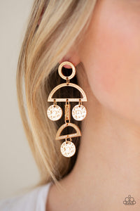 Incan Eclipse - Gold Post Earrings - Paparazzi Jewelry