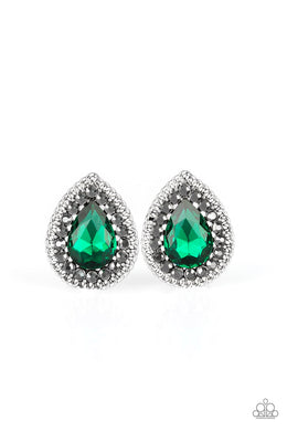 paparazzi-accessories-debutante-debut-green-post earrings