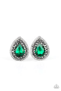 paparazzi-accessories-debutante-debut-green-post earrings