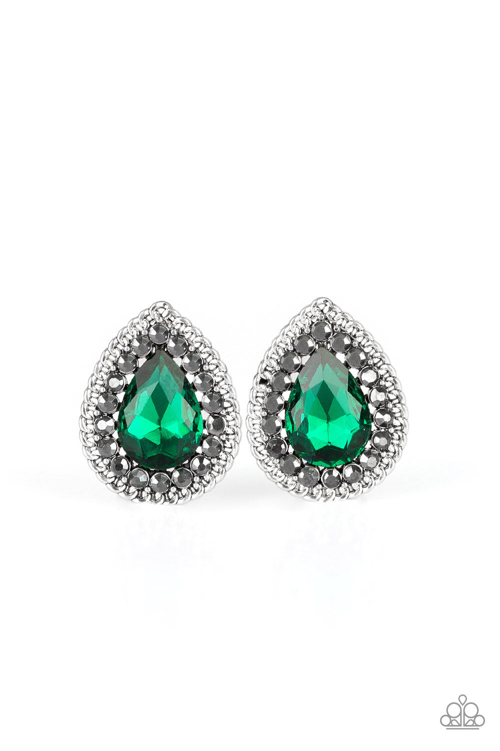 paparazzi-accessories-debutante-debut-green-post earrings