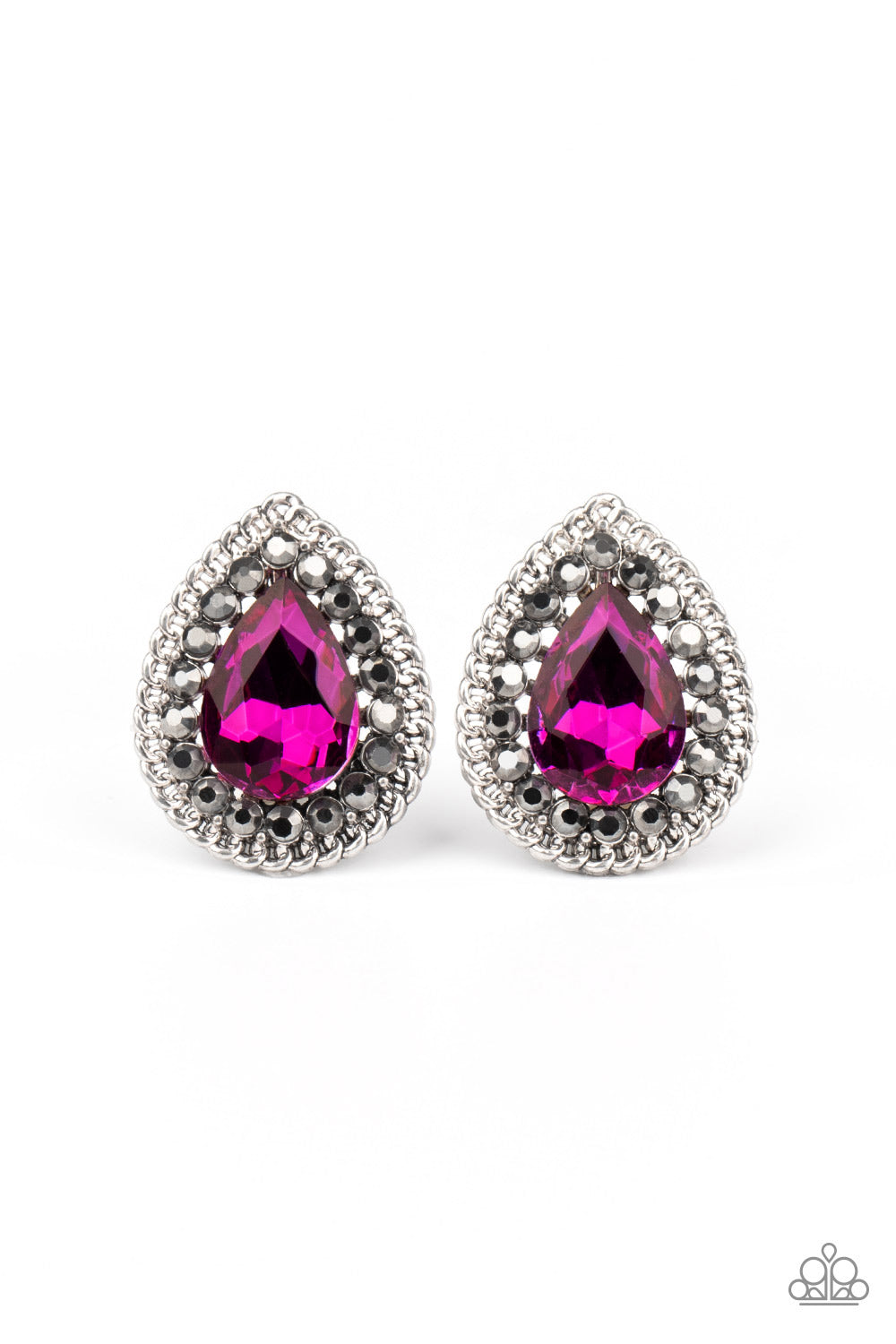 paparazzi-accessories-debutante-debut-pink-post earrings