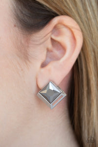 Stellar Square - Silver Post Earrings - Paparazzi Jewelry