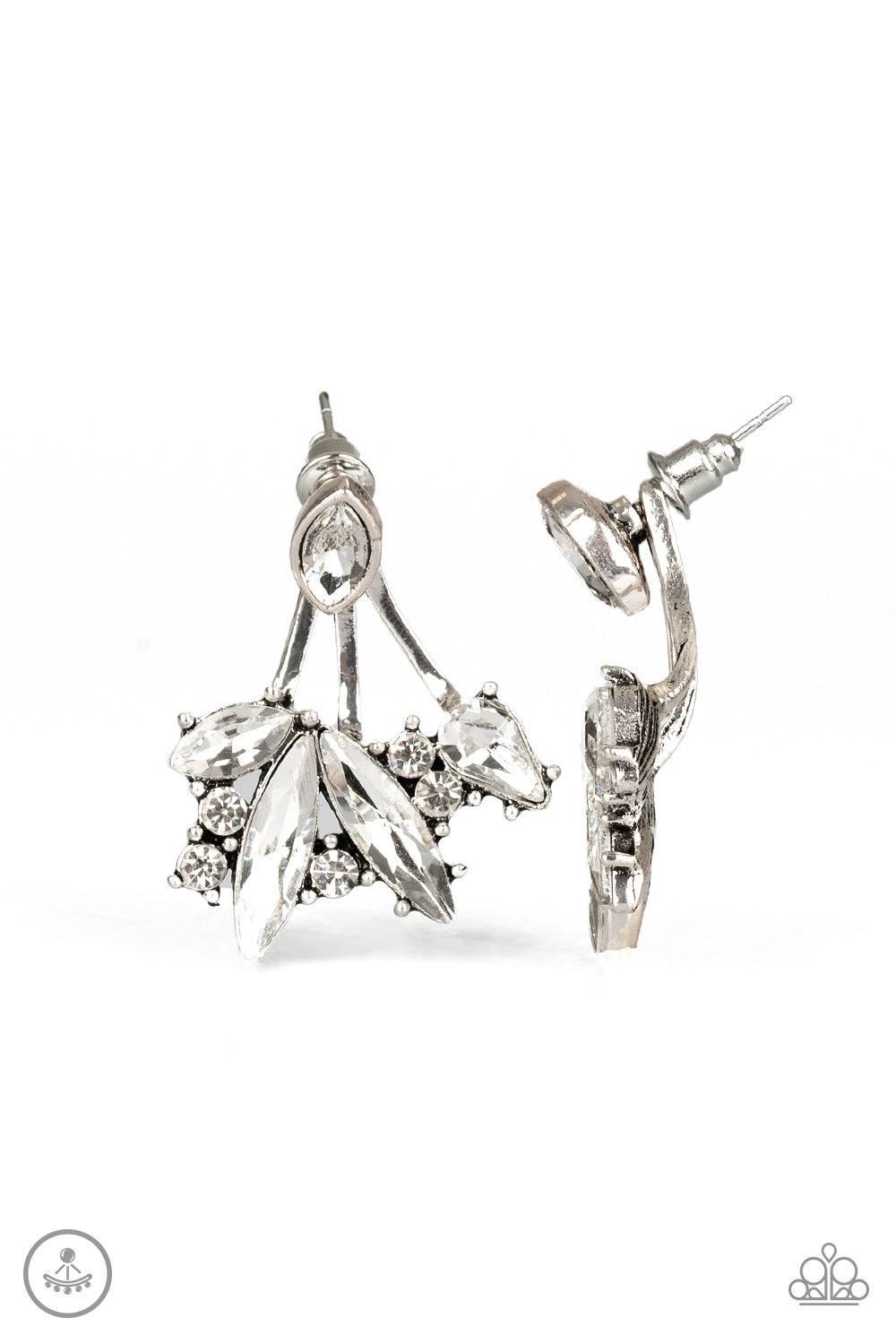 paparazzi-accessories-deco-dynamite-white-post earrings