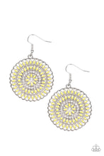 Load image into Gallery viewer, paparazzi-accessories-pinwheel-and-deal-yellow-earrings
