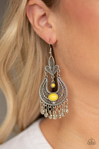 Fiesta Flair - Yellow Earrings - Paparazzi Jewelry