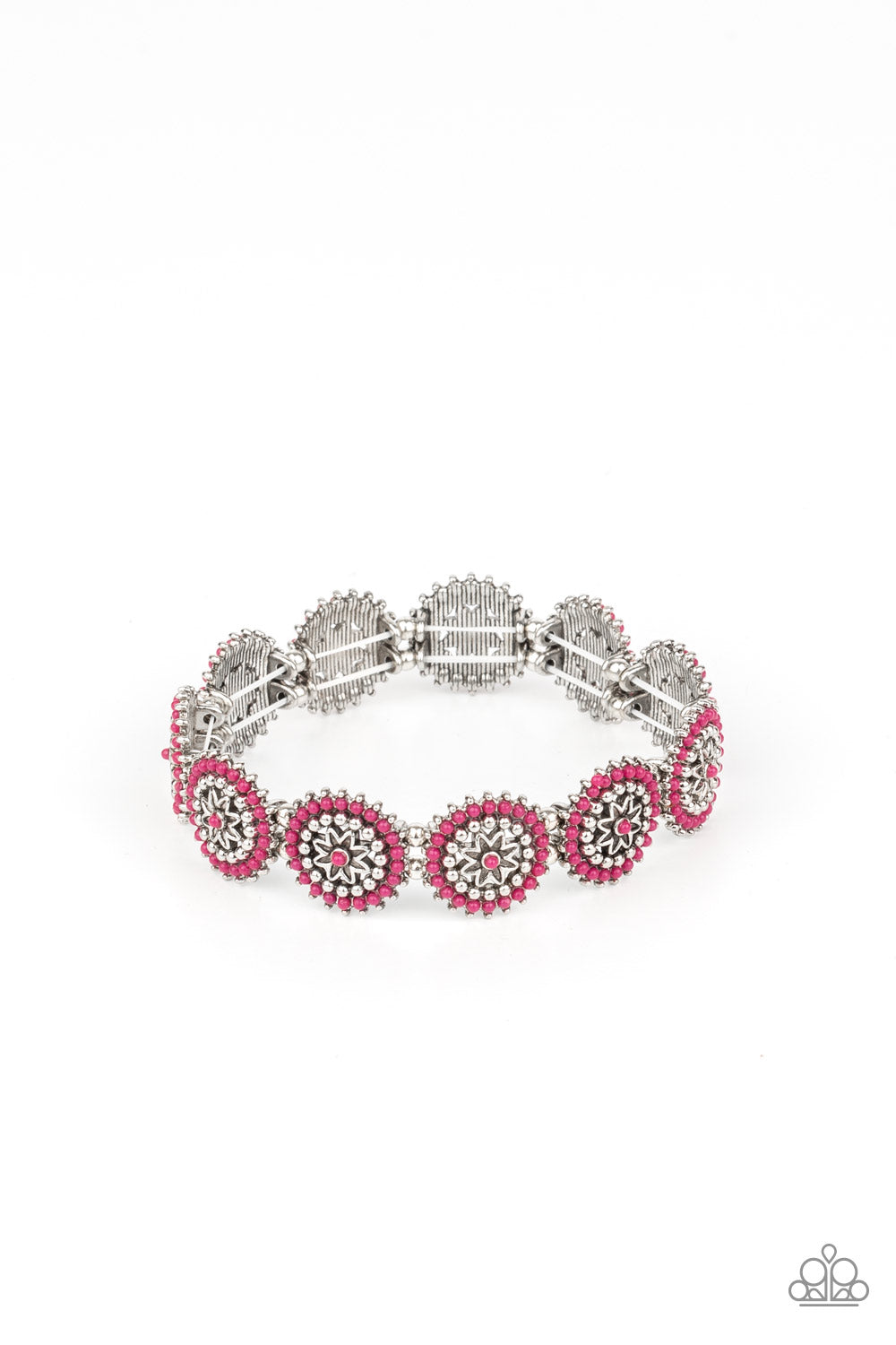 paparazzi-accessories-bohemian-flowerbed-pink-bracelet