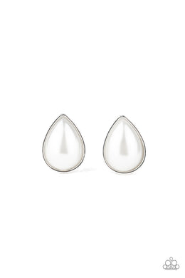 paparazzi-accessories-sheer-enough-white-post earrings