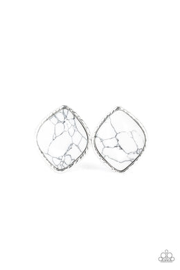 paparazzi-accessories-marble-marvel-white-post earrings