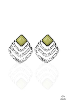 paparazzi-accessories-rebel-ripple-green-post earrings