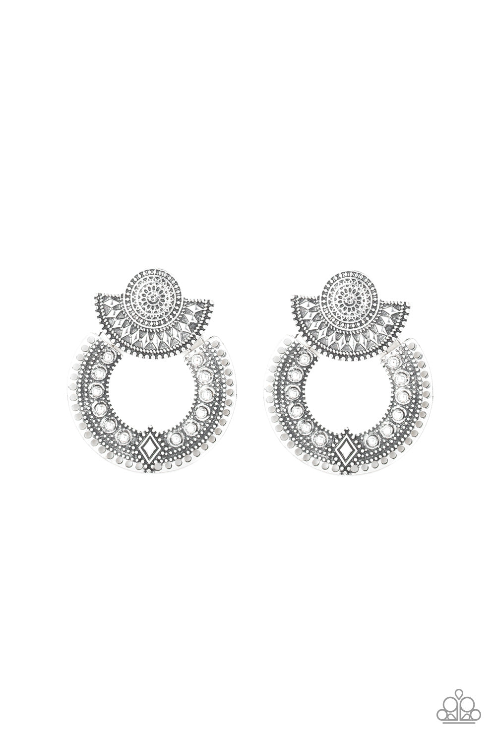 paparazzi-accessories-texture-takeover-silver-post earrings
