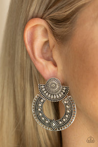 Texture Takeover - Silver Post Earrings - Paprazzi Jewelry