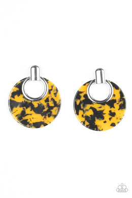 paparazzi-accessories-metro-zoo-yellow-post earrings