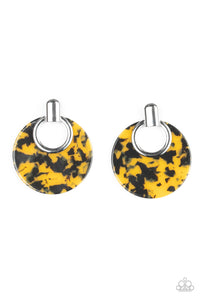 paparazzi-accessories-metro-zoo-yellow-post earrings