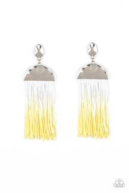 paparazzi-accessories-rope-them-in-yellow-post earrings