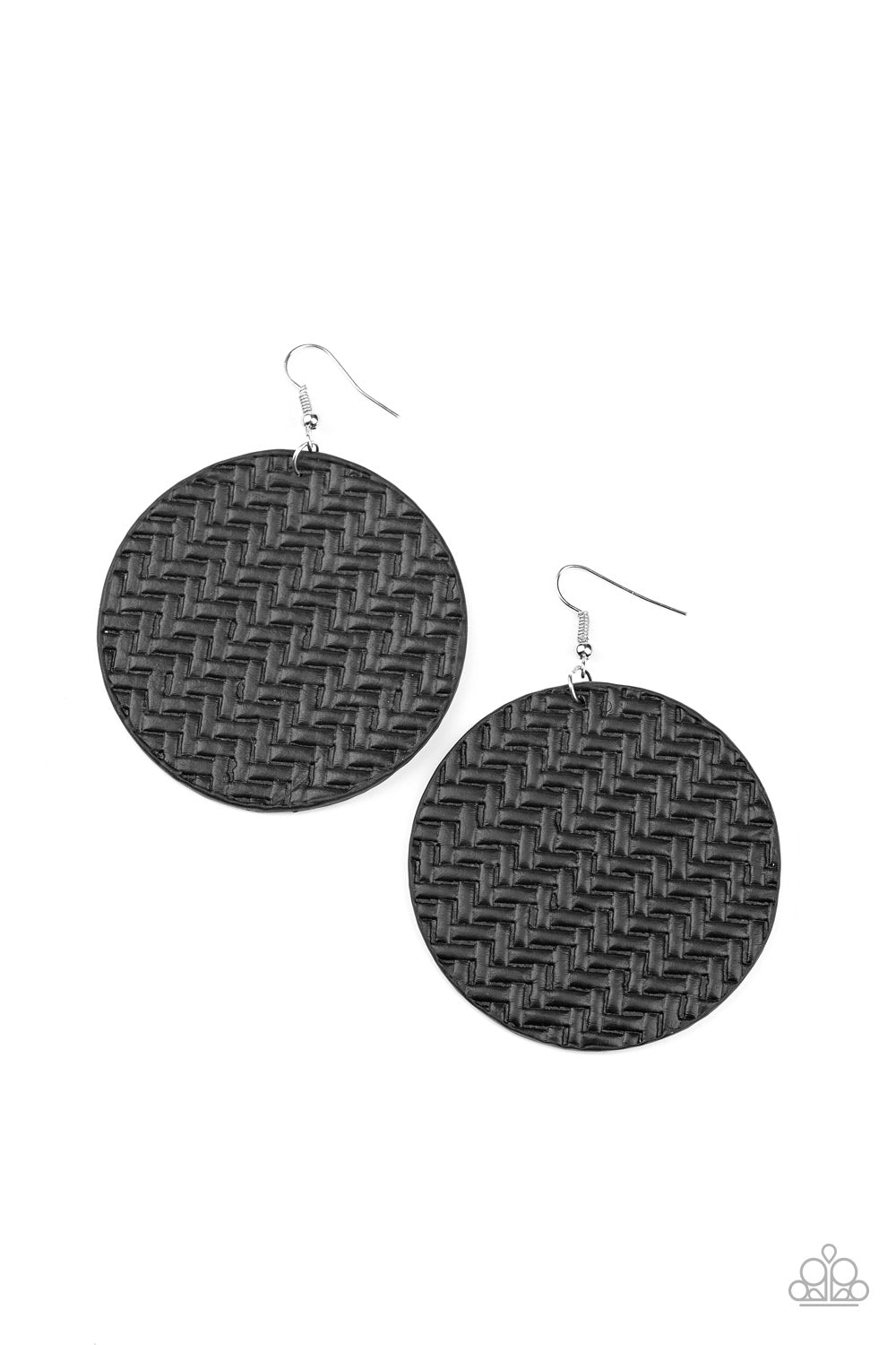 paparazzi-accessories-plaited-plains-black-earrings