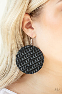 Plaited Plains - Black Earrings - Paparazzi Jewelry