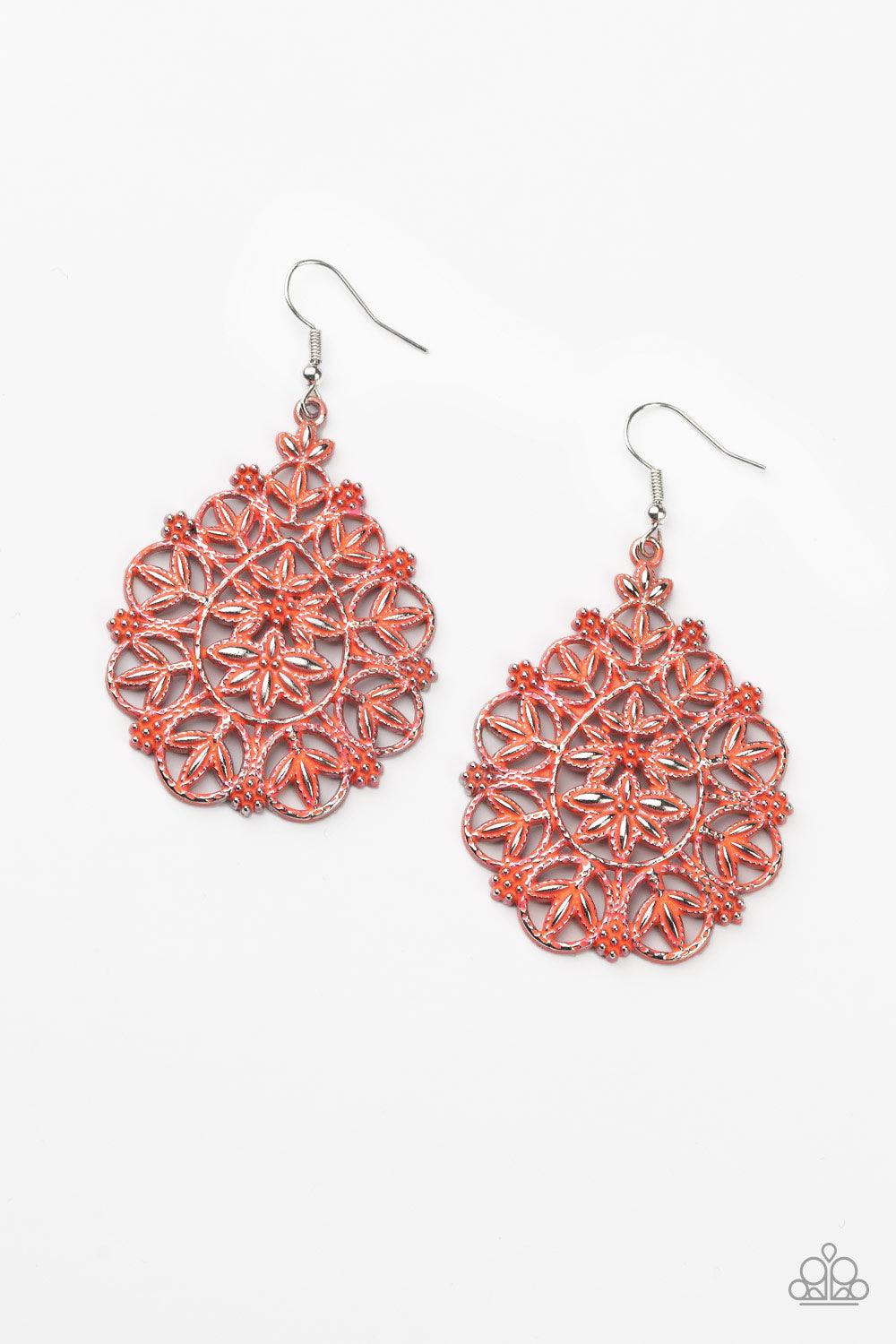 paparazzi-accessories-floral-affair-orange-earrings