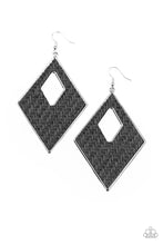 Load image into Gallery viewer, paparazzi-accessories-woven-wanderer-black-earrings
