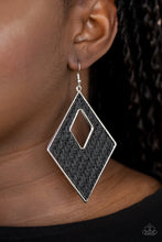 Load image into Gallery viewer, Woven Wanderer - Black Earrings - Paprazzi Jewelry
