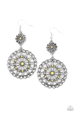 paparazzi-accessories-beaded-brilliance-yellow-earrings