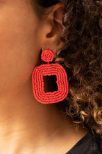 Load image into Gallery viewer, Beaded Bella - Red Post Earrings - Paprazzi Jewelry
