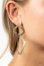 Load image into Gallery viewer, Scrap Yard - Brass Post Earrings - Paprazzi Jewelry
