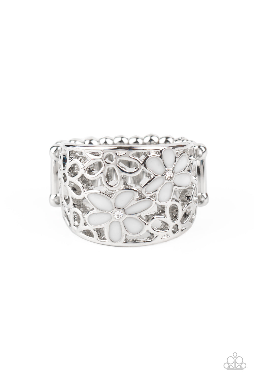 paparazzi-accessories-clear-as-daisy-white-ring