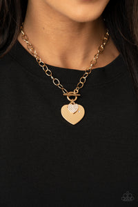 Heart-Stopping Sparkle - Gold Necklace - Paparazzi Jewelry