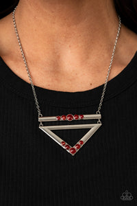 Triangulated Twinkle - Red Necklace - Paparazzi Jewelry
