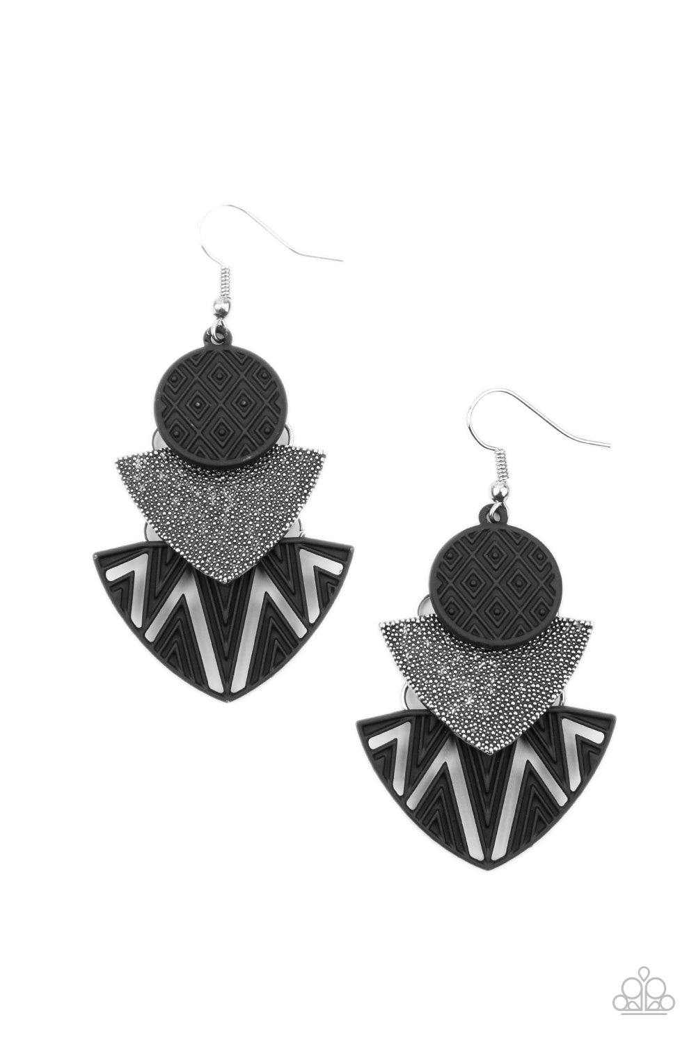 paparazzi-accessories-jurassic-juxtaposition-black-earrings