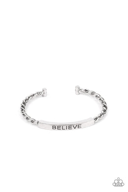 paparazzi-accessories-keep-calm-and-believe-silver-mens bracelet