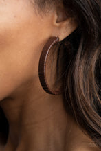 Load image into Gallery viewer, Leather-Clad Legend - Brown Earrings - Paparazzi Jewelry
