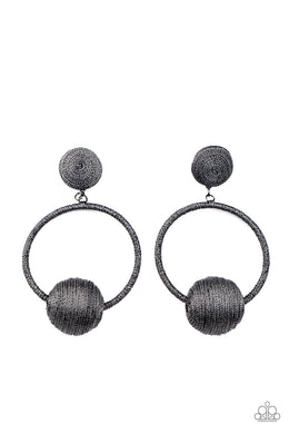 paparazzi-accessories-social-sphere-black-post earrings