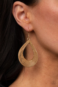 A Hot MESH - Gold Earrings - Paparazzi Jewelry
