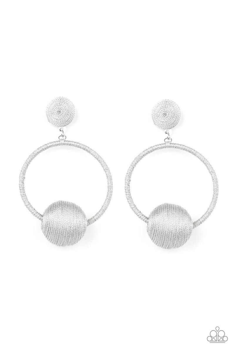 paparazzi-accessories-social-sphere-silver-post earrings