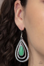 Load image into Gallery viewer, Teardrop Torrent - Green Earrings - Paparazzi Jewelry
