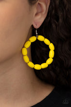 Load image into Gallery viewer, Living The WOOD Life - Yellow Earrings - Paparazzi Jewelry
