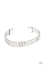 Load image into Gallery viewer, paparazzi-accessories-line-of-scrimmage-silver-mens bracelet
