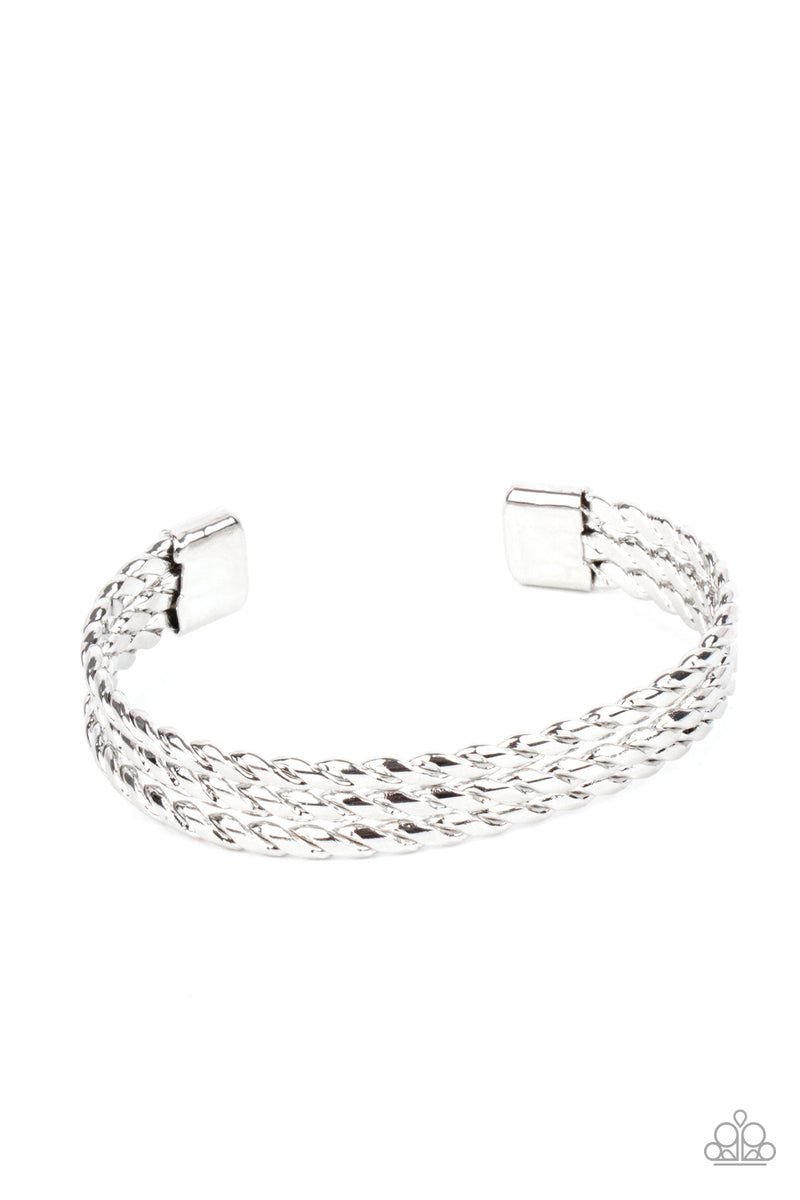 paparazzi-accessories-line-of-scrimmage-silver-mens bracelet