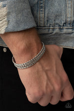 Load image into Gallery viewer, Line of Scrimmage - Silver Mens Bracelet - Paparazzi Jewelry
