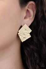 Load image into Gallery viewer, Square With Style - Gold Post Earrings - Paparazzi Jewelry
