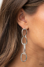 Load image into Gallery viewer, Talk In Circles - White Post Earrings - Paparazzi Jewelry
