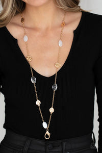 Glossy Glamorous - White Lanyard - Paparazzi Jewelry