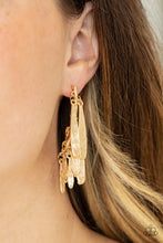 Load image into Gallery viewer, Pursuing The Plumes - Gold Post Earrings - Paparazzi Jewelry
