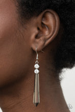 Load image into Gallery viewer, Sparkle Stream - White Earrings - Paparazzi Jewelry
